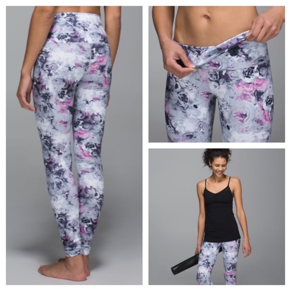 Lululemon Wunder Under Leggings Luon High Waist Roll Down Moody Mirage Tights - Picture 2 of 11